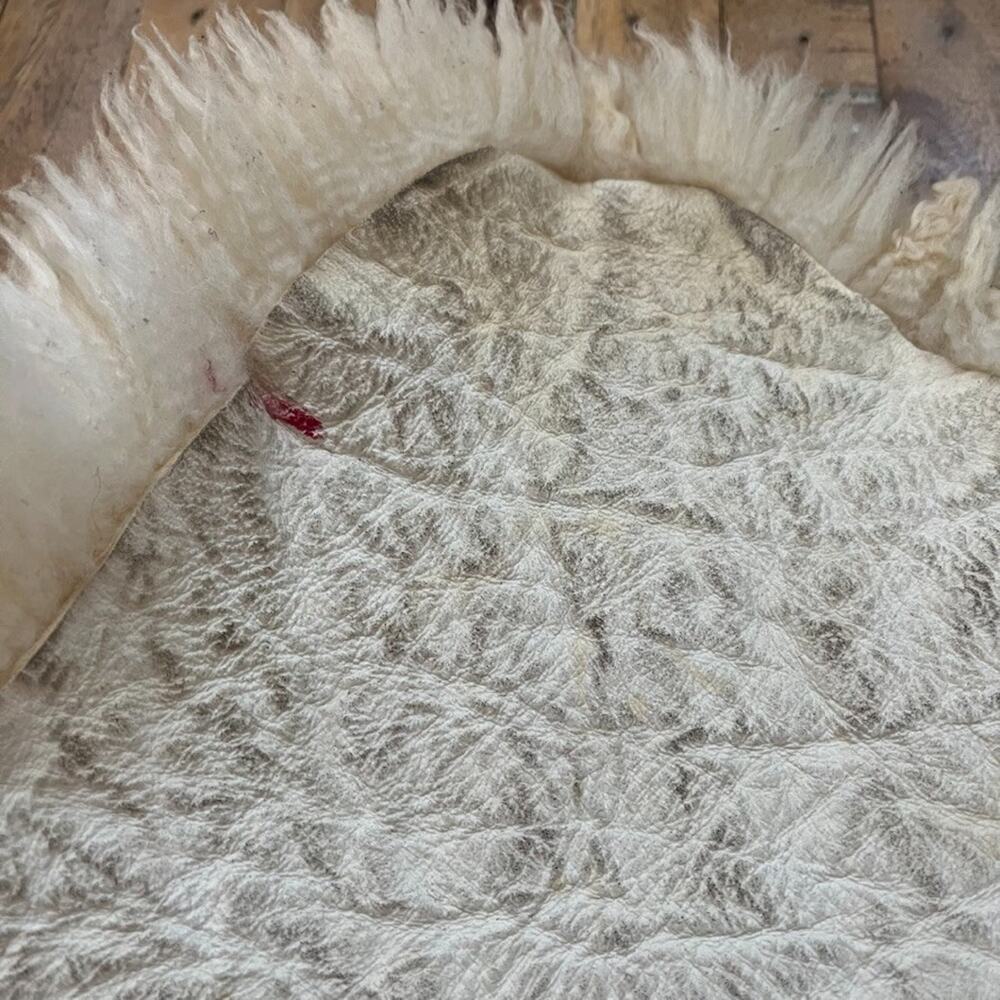 Genuine Fluffy Sheepskin Rug 21" x 33" Thick Cream Colored - Picture 8 of 14
